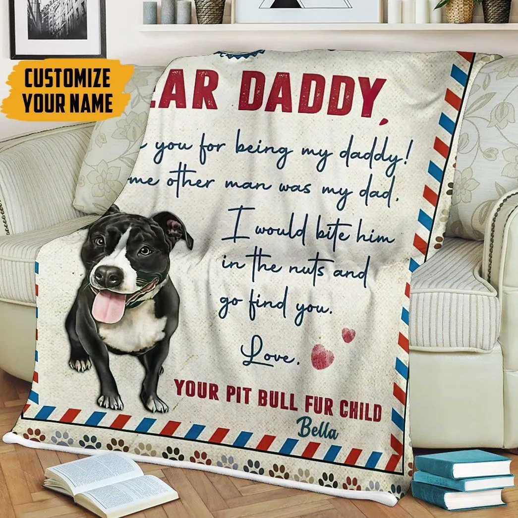 Gearhuman 3D Air Mail Letter To Dog Dad Fathers Day Custom Name Blanket