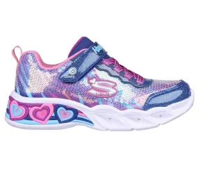 Girls Skechers Trainers Navy Multi Strap Light Up Hearts 302313L NVMT Sale