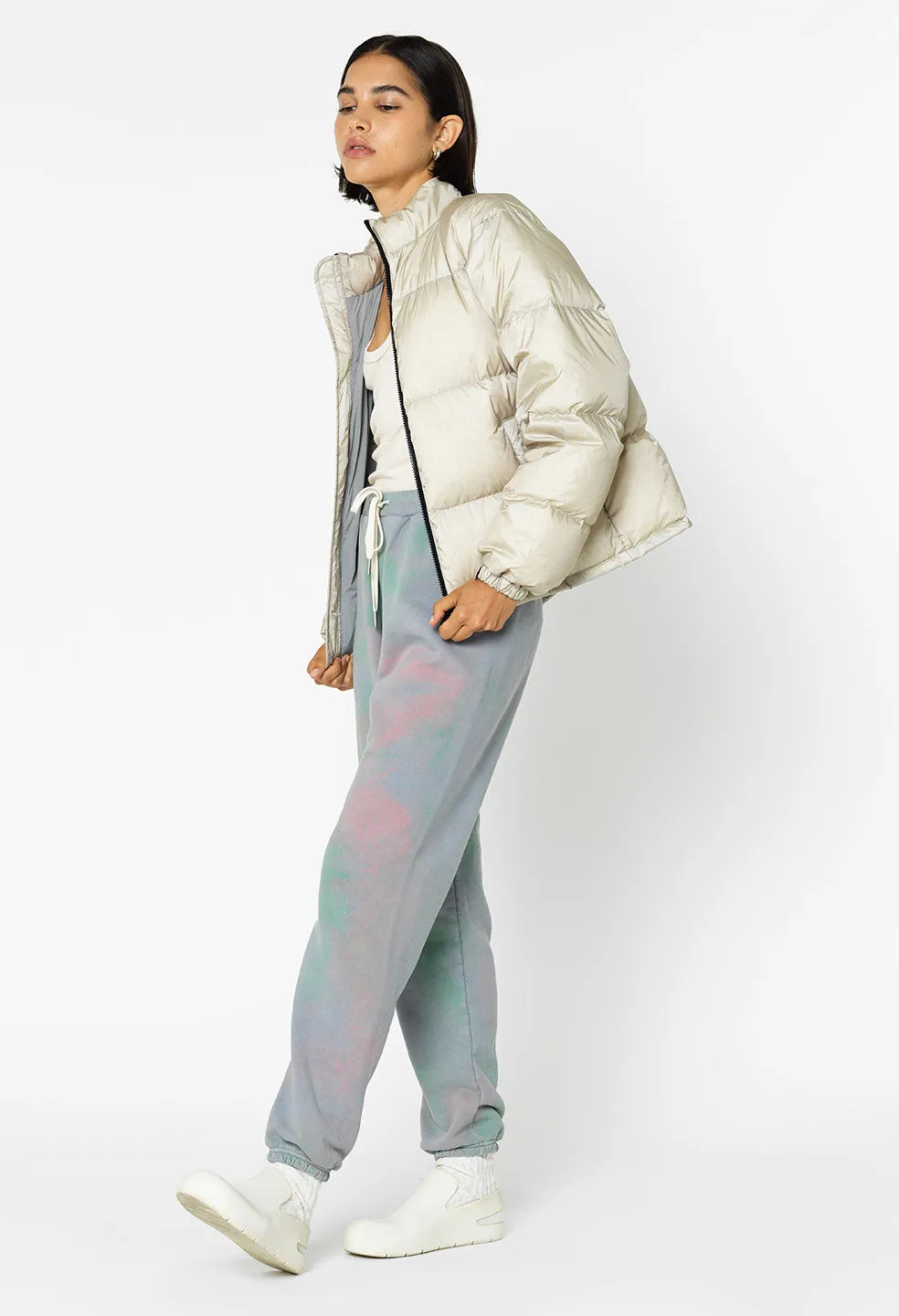 Iridescent Down Puffer / Stone