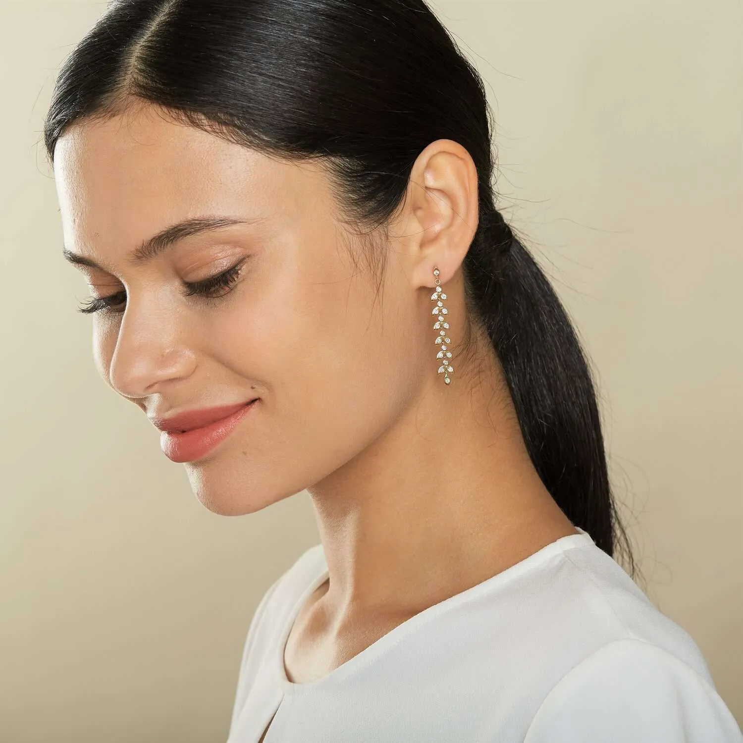 Jardin Diamond Leaf Earrings