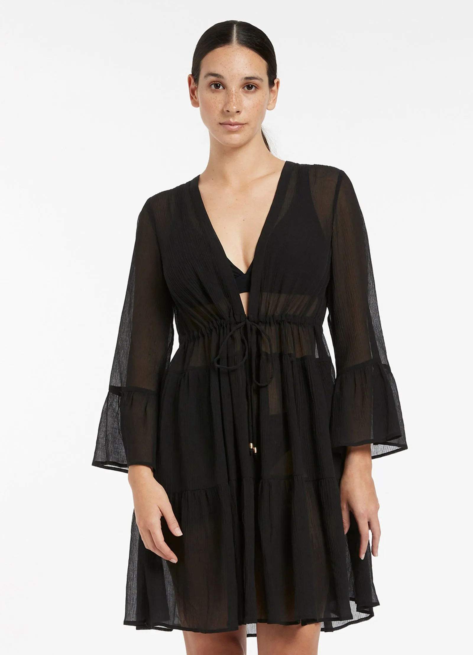 Jetset Tiered Cover Up Kaftan - Black