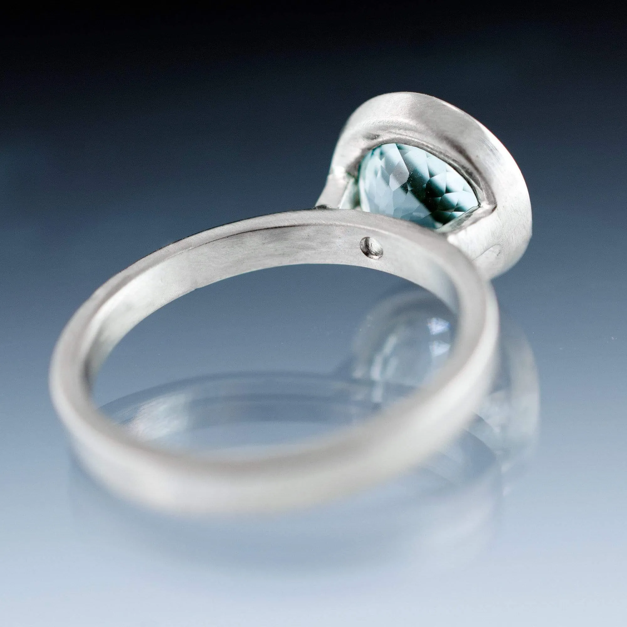 John Dyer Fireball Aquamarine Elevated Bezel Solitaire Engagement Ring