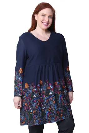 La Cera Floral Pullover Tunic Top - Plus Size