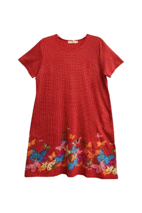 La Cera Novelty Floral Butterfly Print Short Sleeve Plus Size Dress