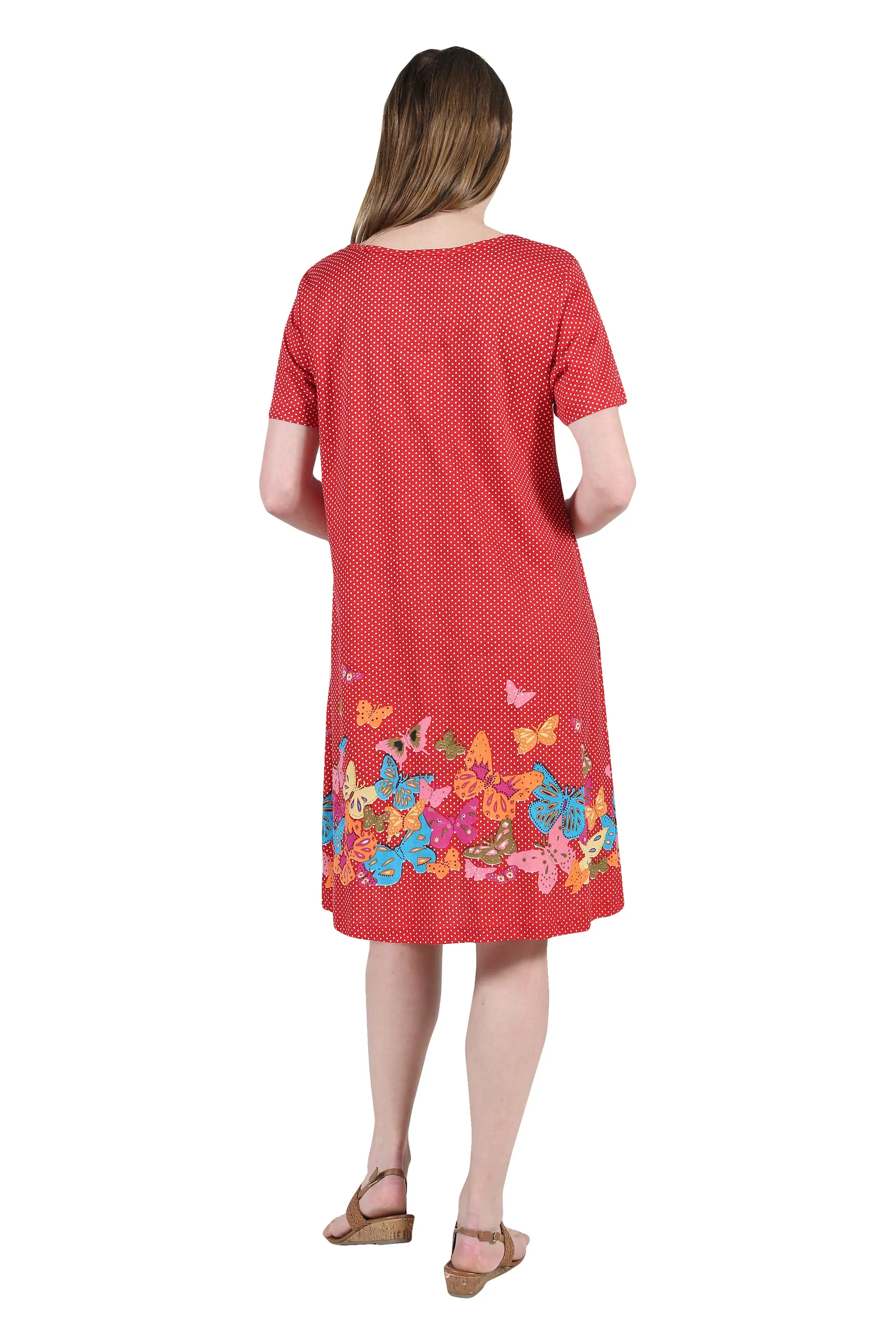 La Cera Novelty Floral Butterfly Print Short Sleeve Plus Size Dress