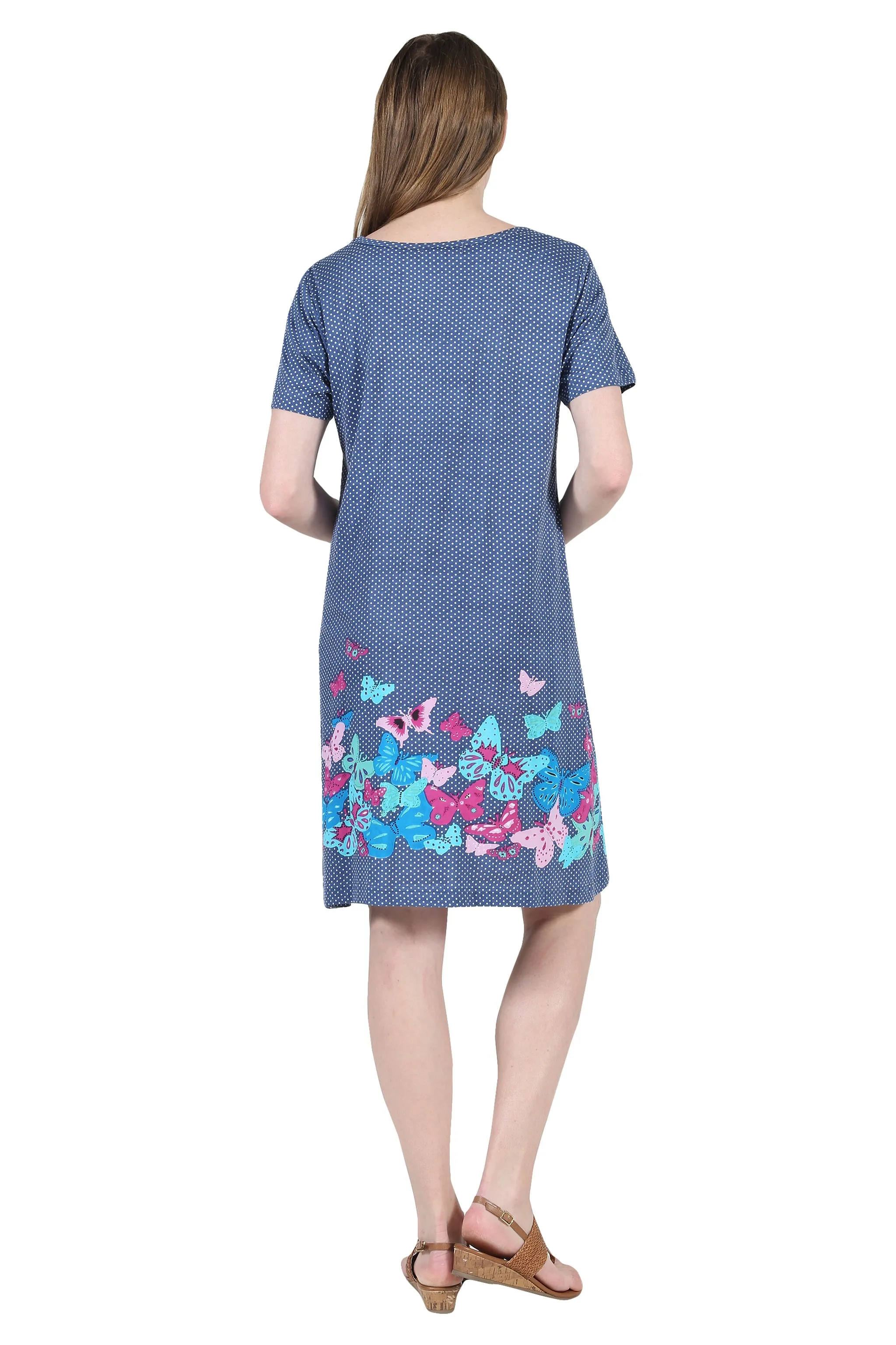 La Cera Novelty Floral Butterfly Print Short Sleeve Plus Size Dress