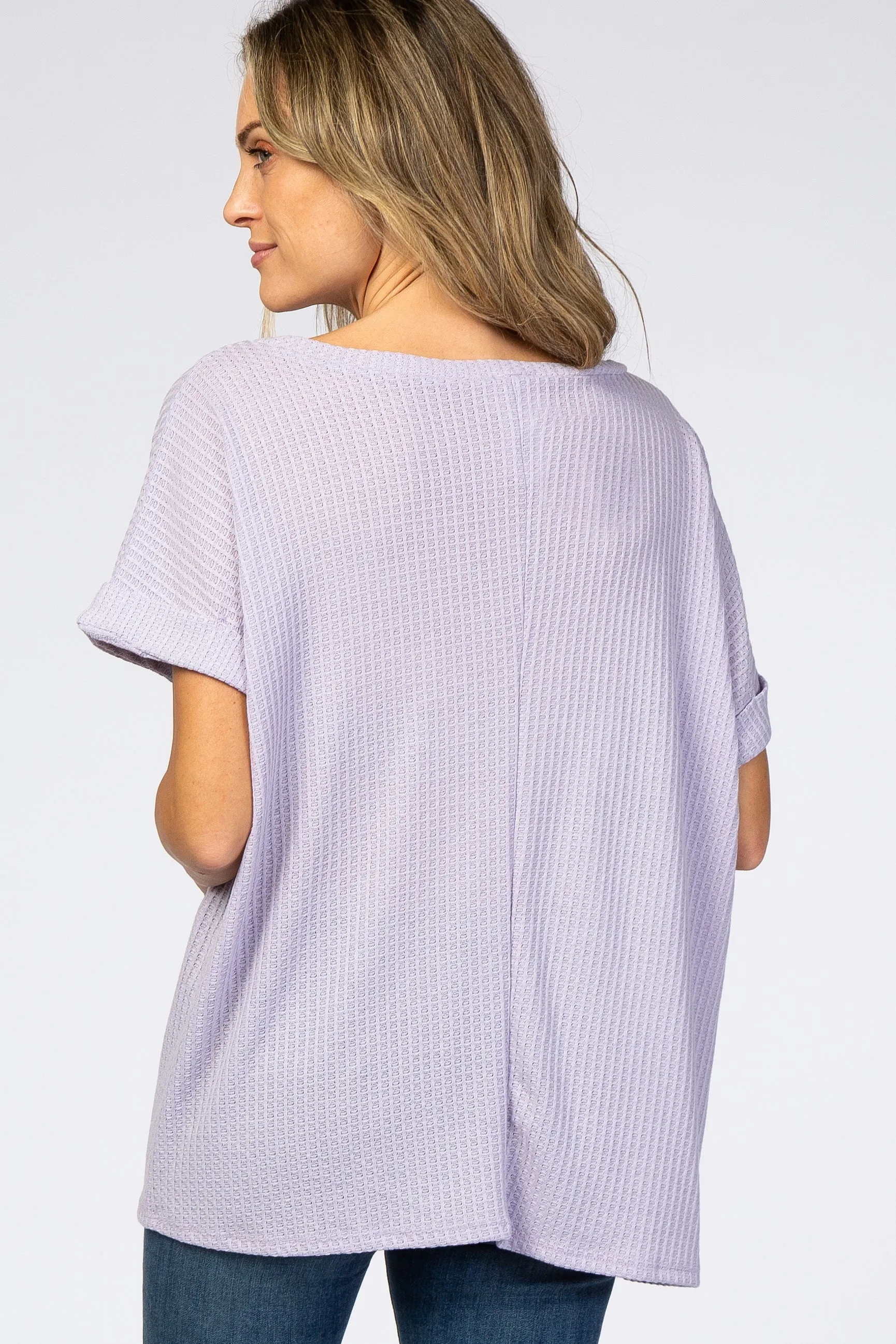 Lavender Boxy Waffle Knit Top