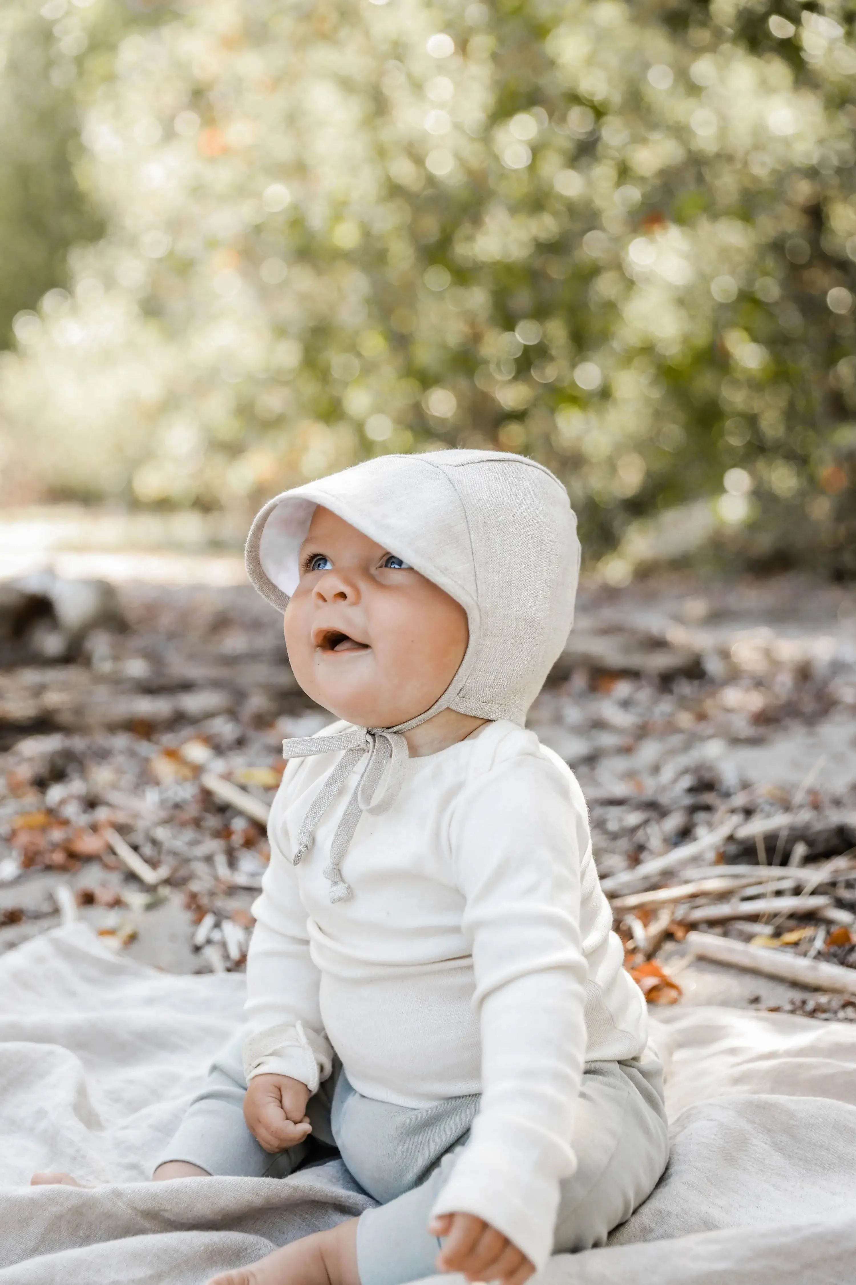 Linen Brimmed Bonnet with Cotton Lining // Sand