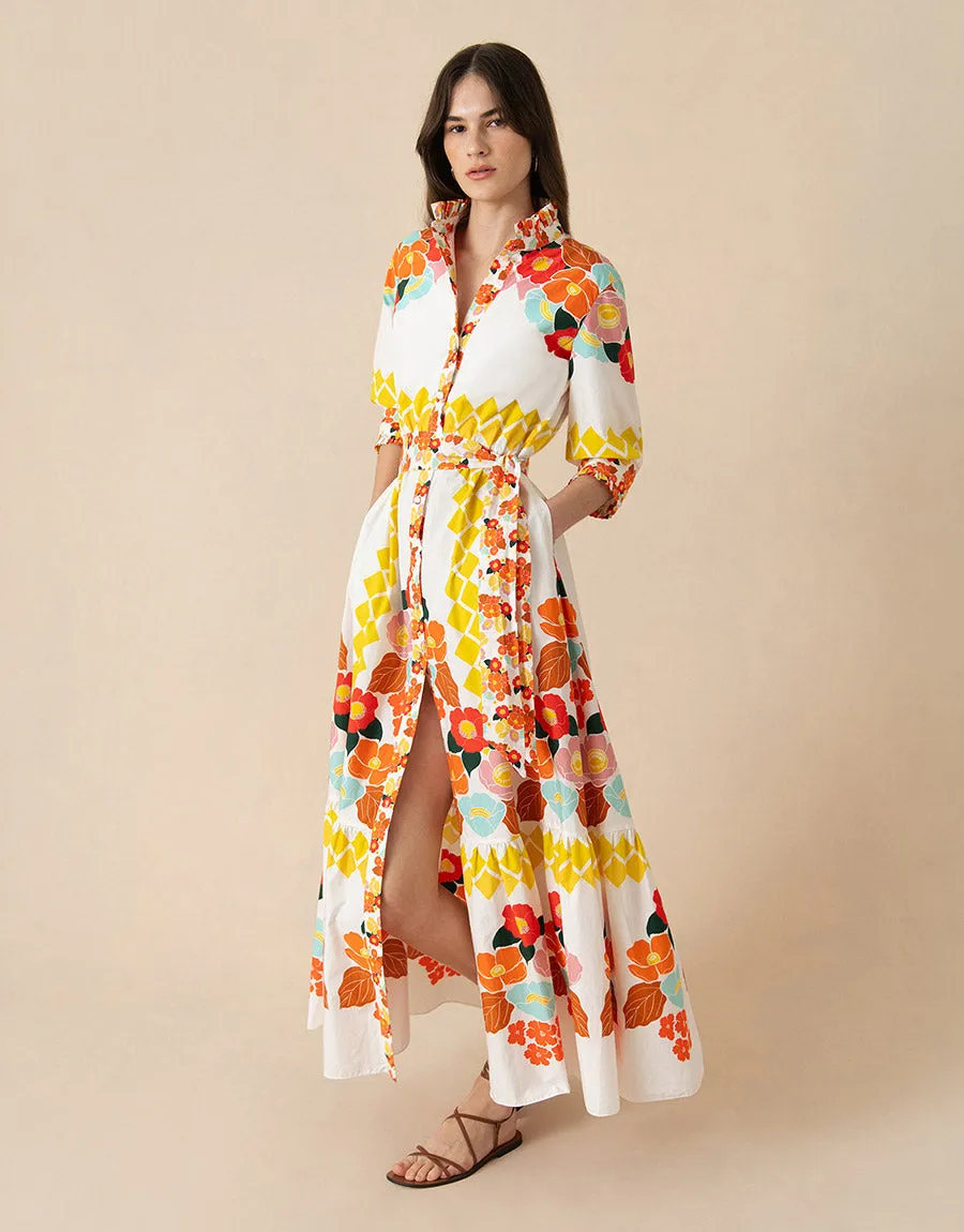 Marni Midi Dress -  Astro Flowers White - SALE