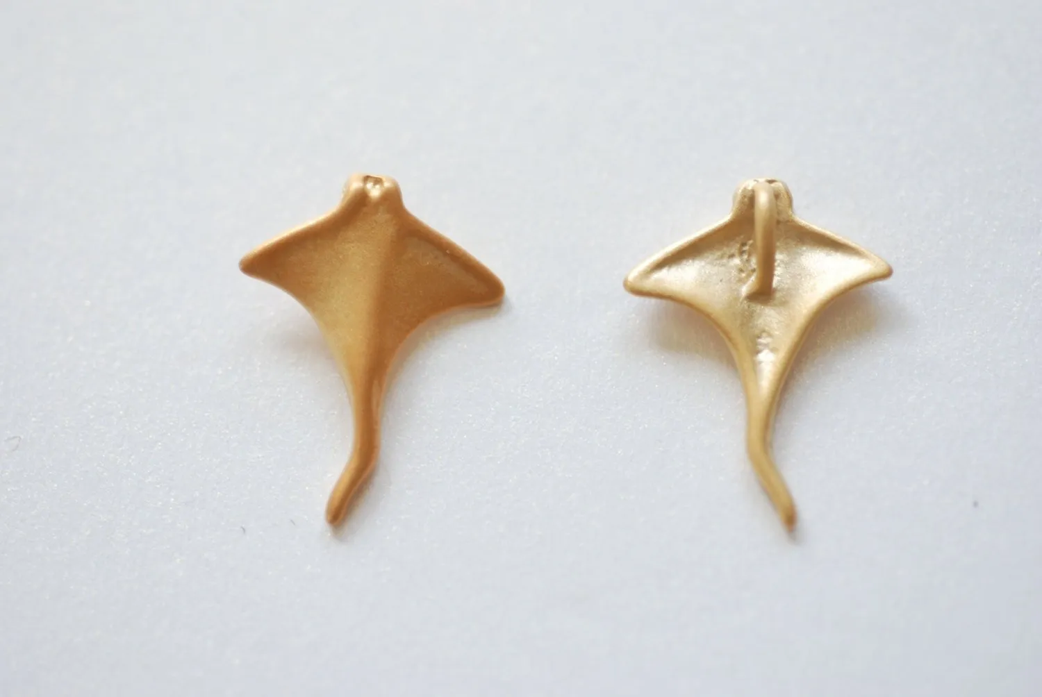 Matte Vermeil Wholesale Gold Stingray- 18k gold plated over Sterling Silver Stingray charm, Gold Stingray, Sting Ray Charm, Sea Life Charms