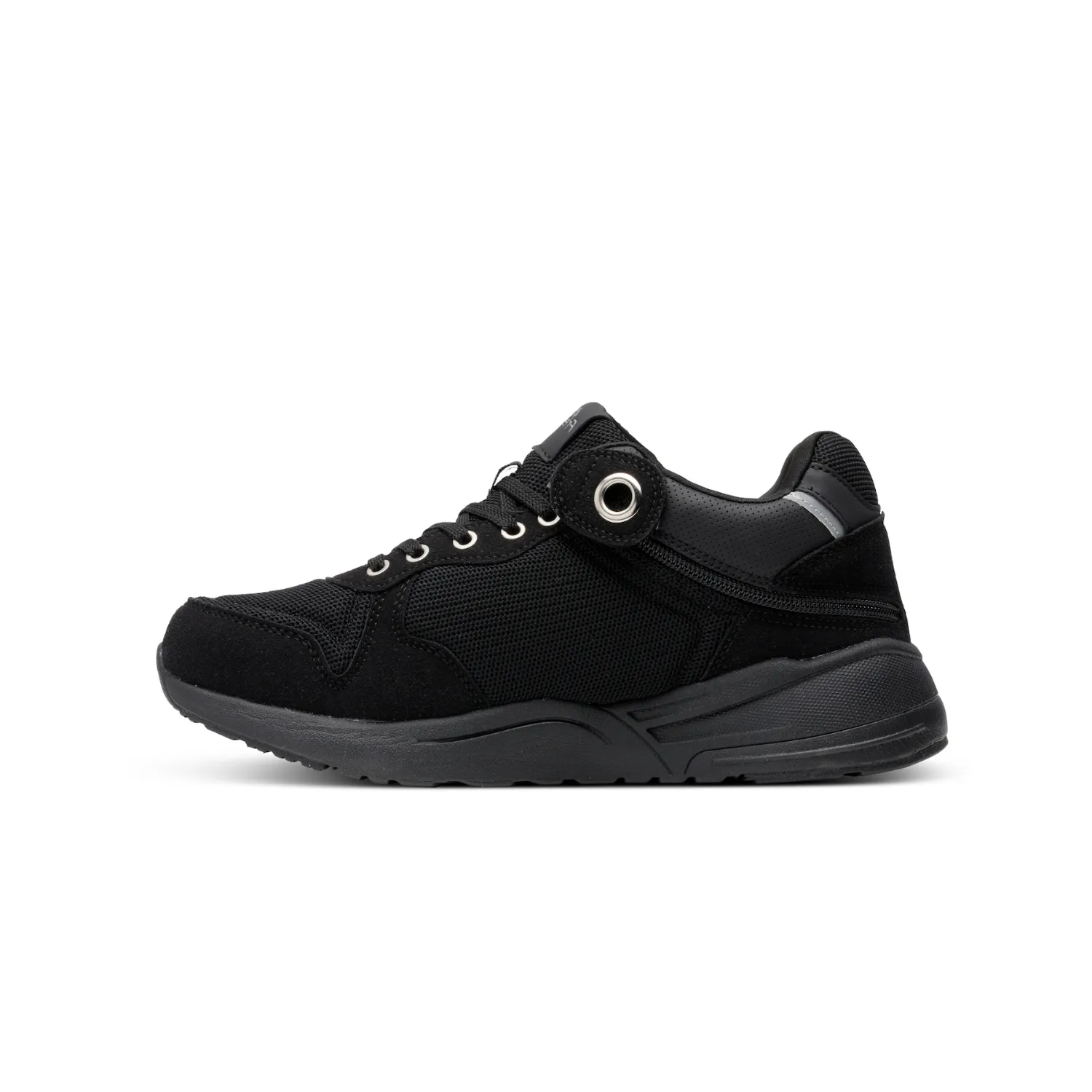 Men's Lightweight Black Shoes with Rear Zipper Access