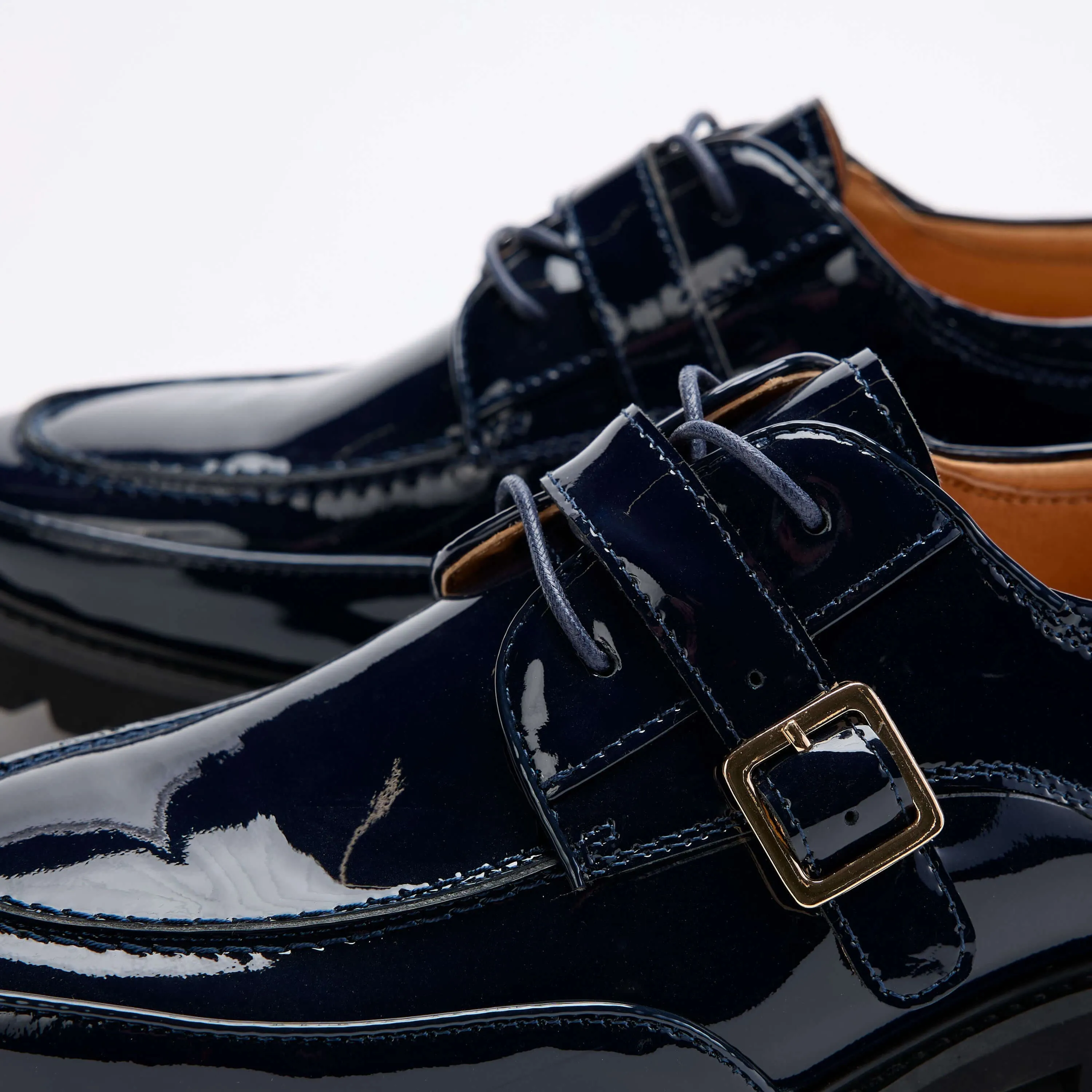 Ms. Atlas Navy Patent Leather Lug Derby