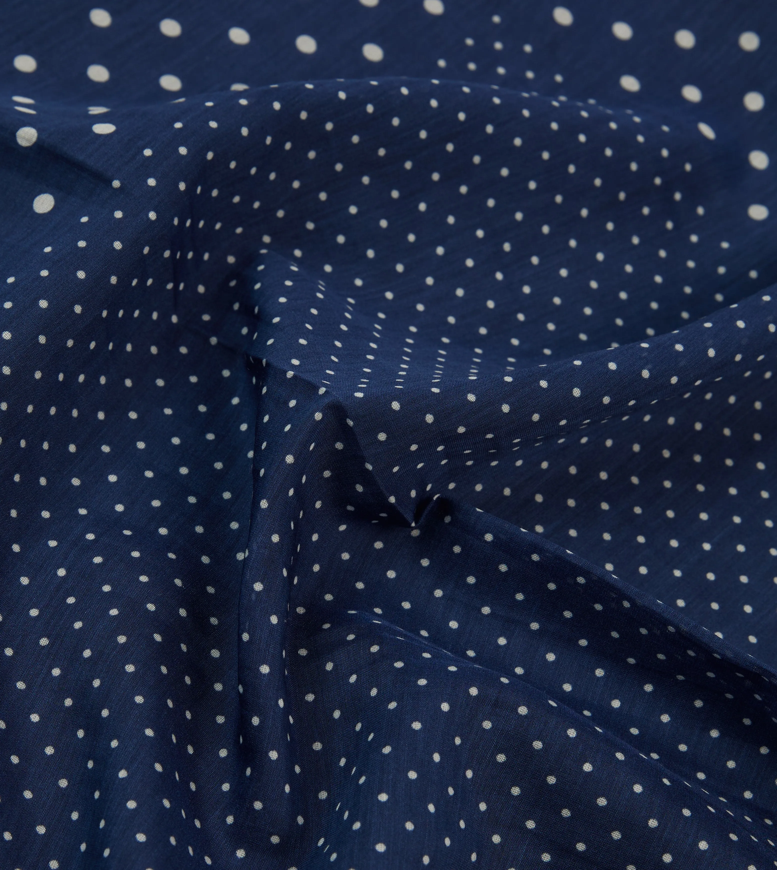 Navy Spot Border Print Cotton-Silk Pocket Square