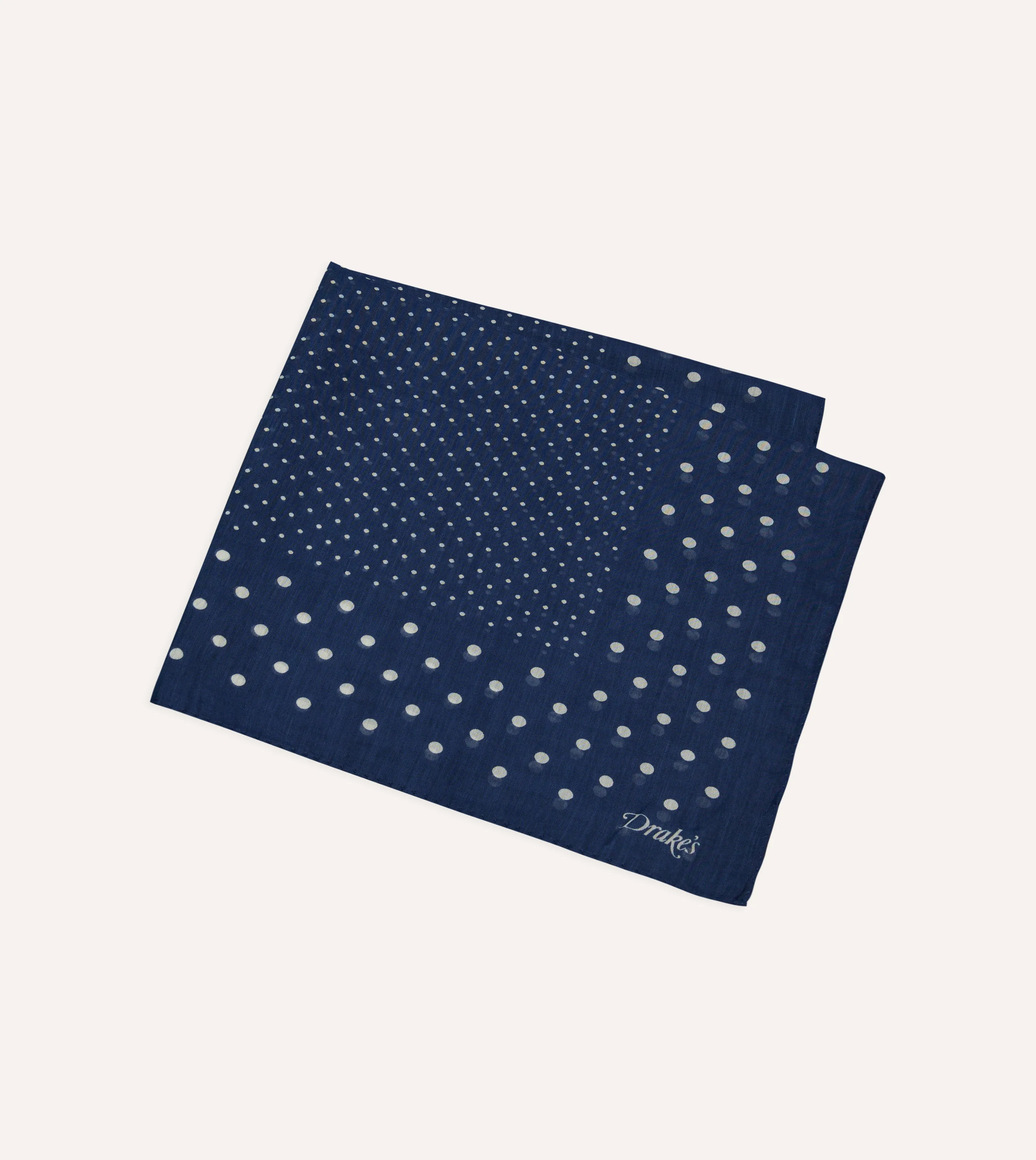 Navy Spot Border Print Cotton-Silk Pocket Square