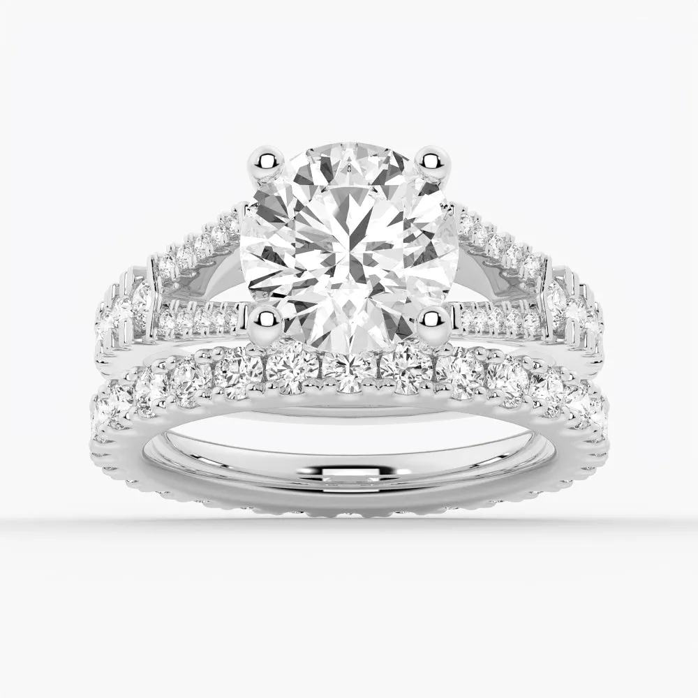 NEW Round Cut Split-Shank Moissanite Engagement Ring