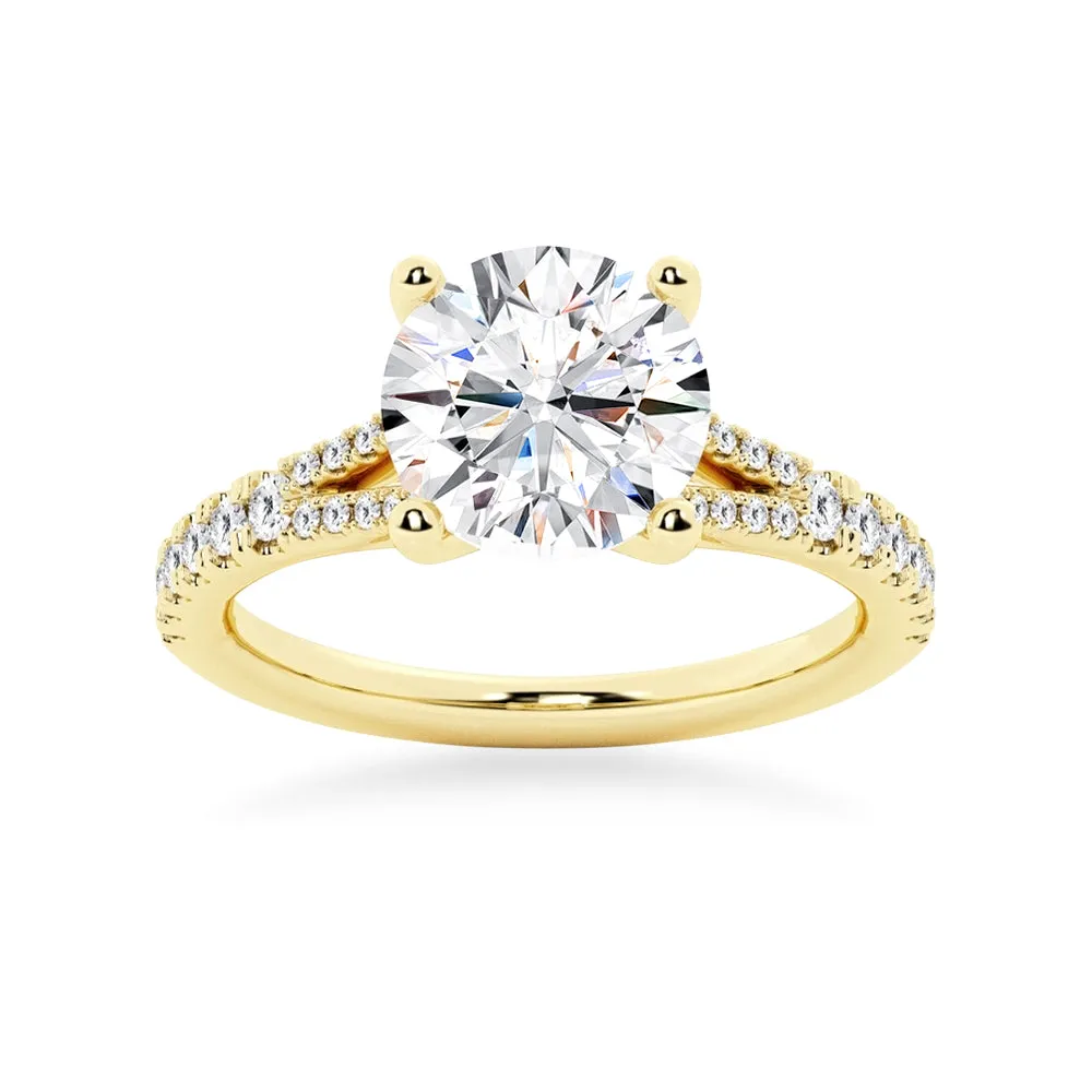 NEW Round Cut Split-Shank Moissanite Engagement Ring