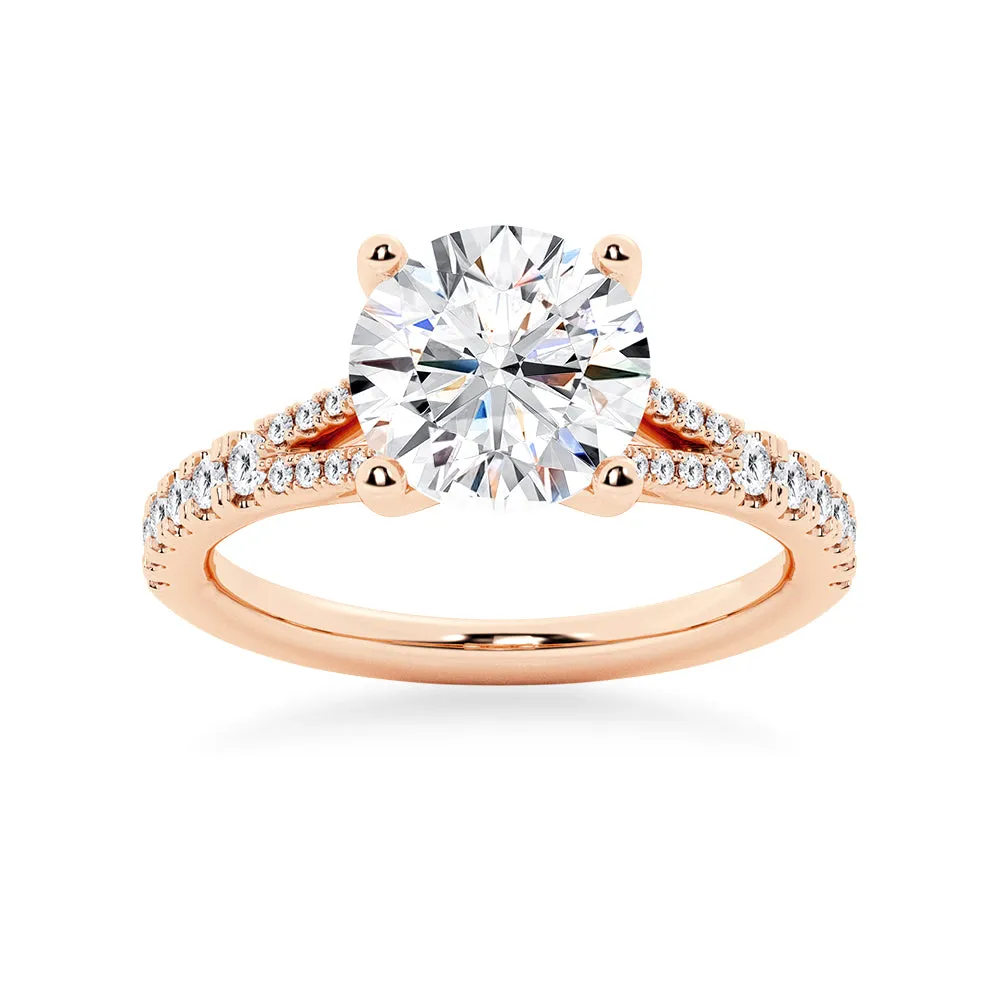 NEW Round Cut Split-Shank Moissanite Engagement Ring