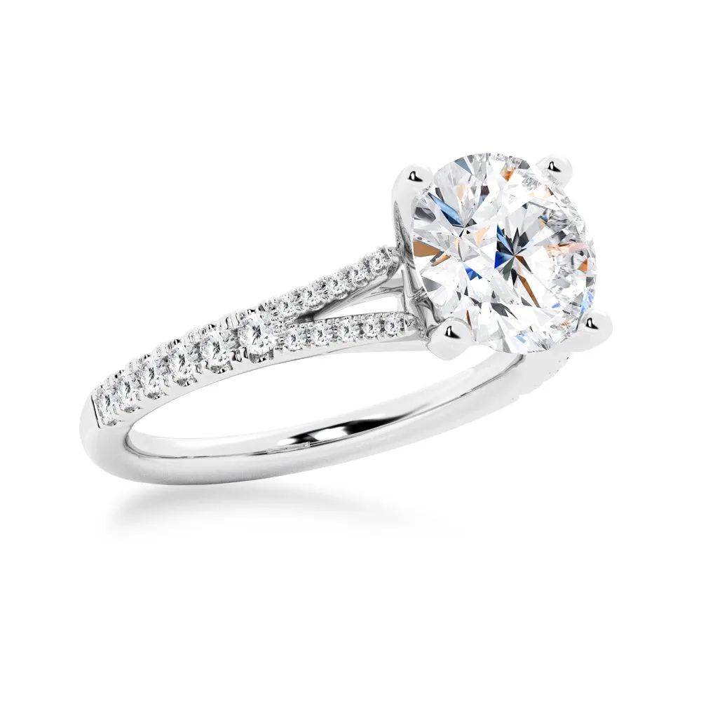 NEW Round Cut Split-Shank Moissanite Engagement Ring