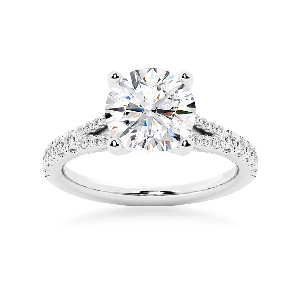 NEW Round Cut Split-Shank Moissanite Engagement Ring