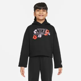 NIKE JUNIOR FLORAL FT BLACK HOODIE