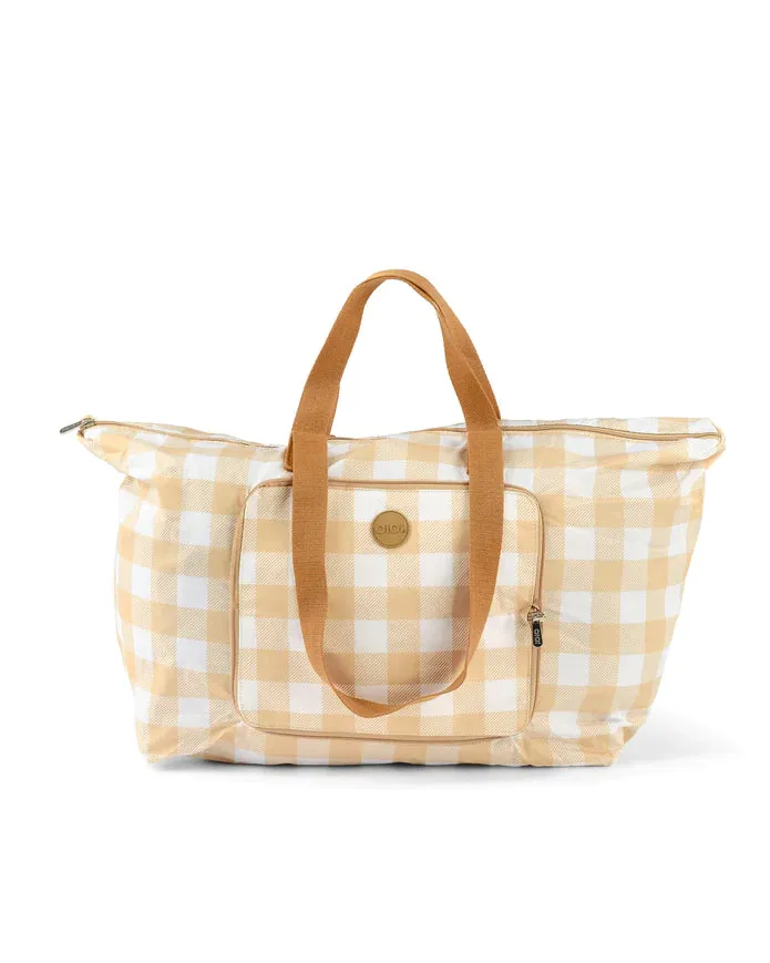 OiOi Fold Up Tote - Beige Gingham