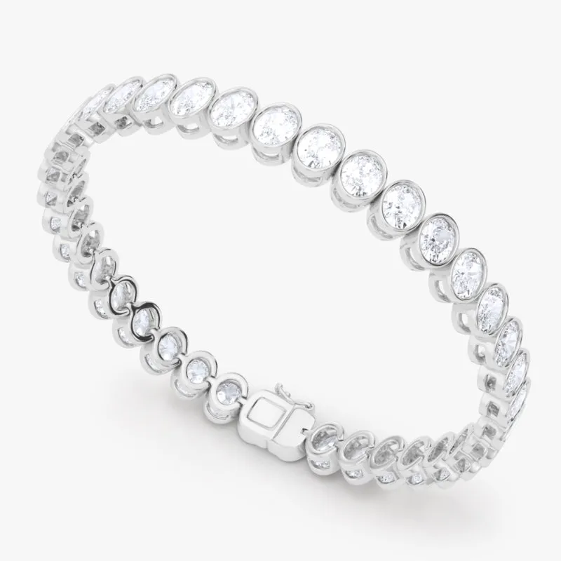 Oval Cut Bezel Diamond Tennis Bracelet