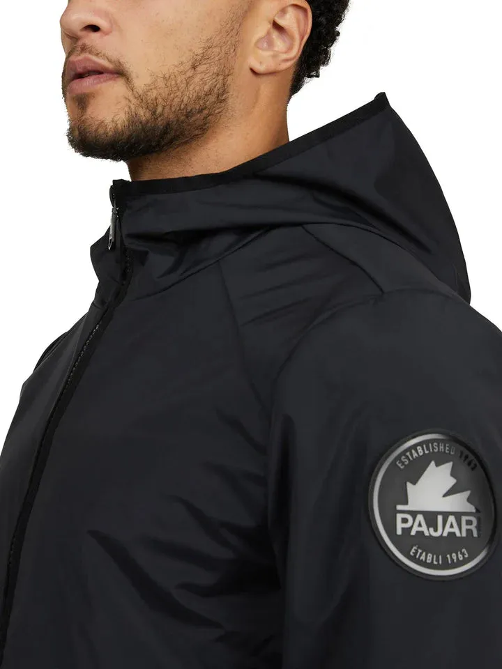 Pajar Mens Benton Packable Rain Jacket with Fix Hood and Shirtail Hem - BLACK