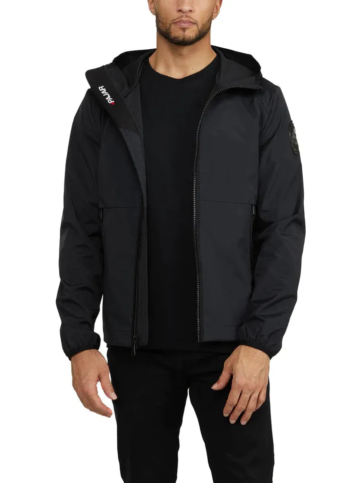 Pajar Mens Benton Packable Rain Jacket with Fix Hood and Shirtail Hem - BLACK