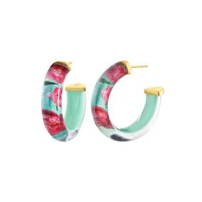 Peony Illusion Hoop Earrings