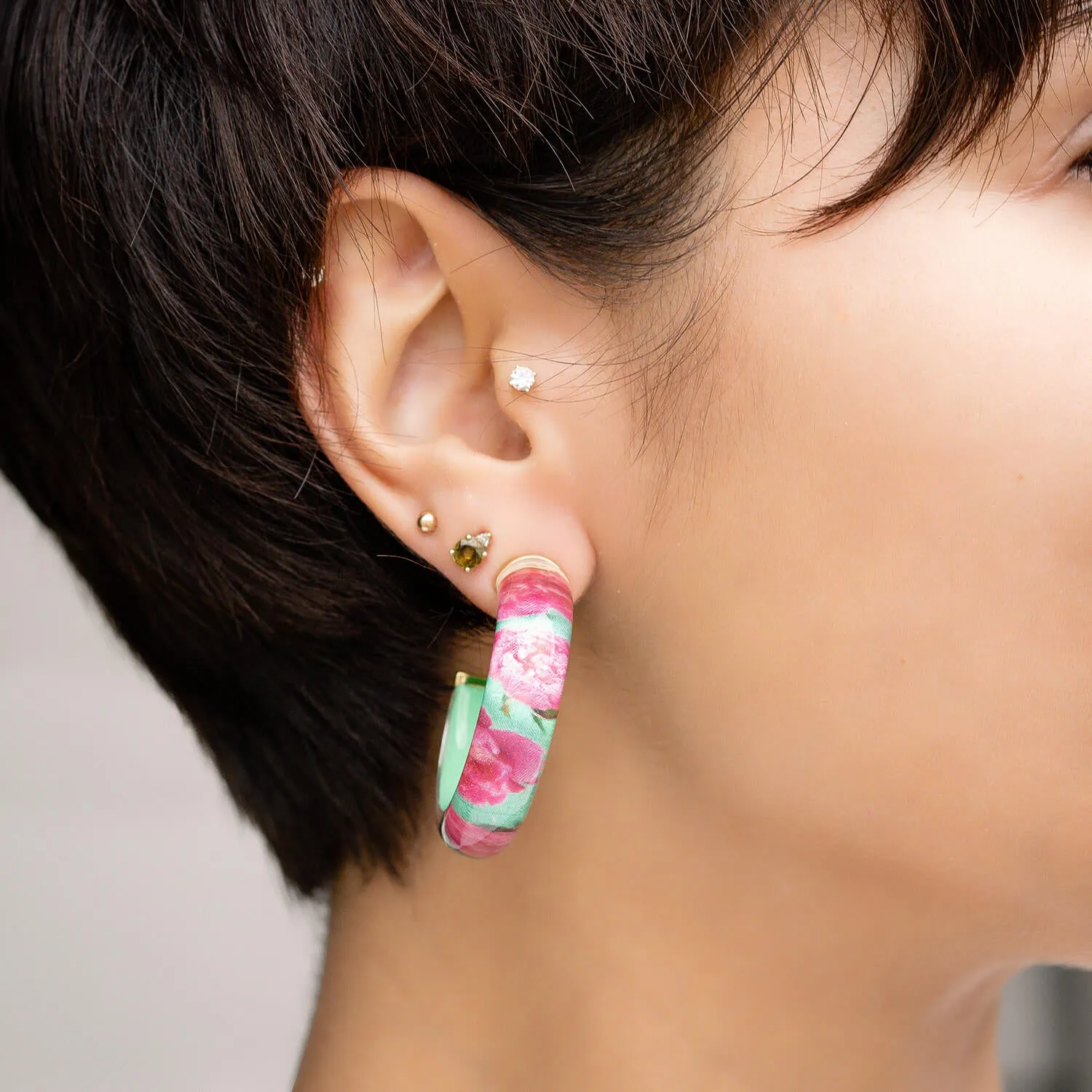 Peony Illusion Hoop Earrings