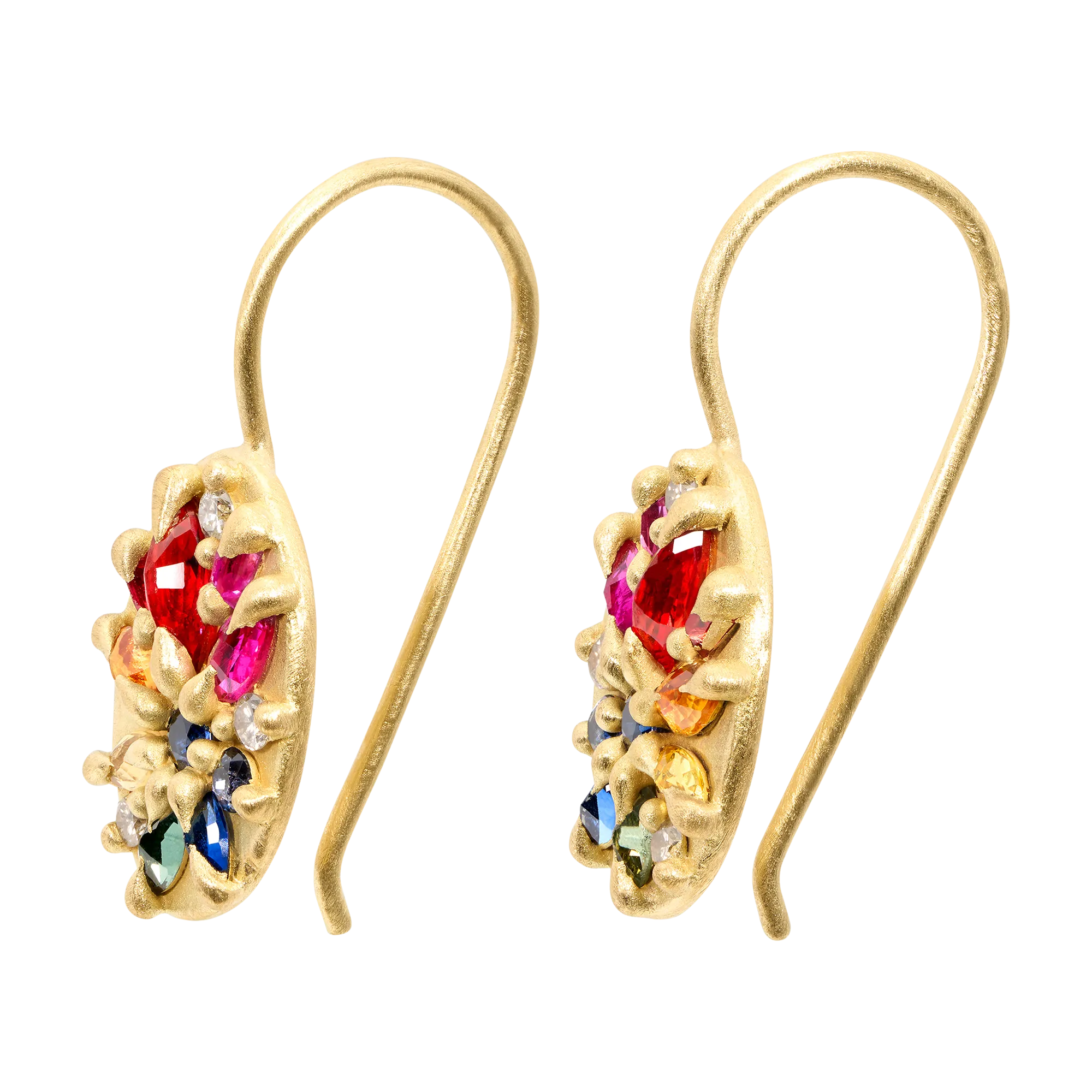 Rainbow Lotus Hook Earrings - 11685