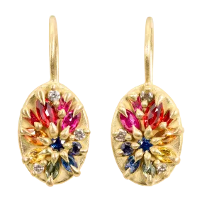 Rainbow Lotus Hook Earrings - 11685