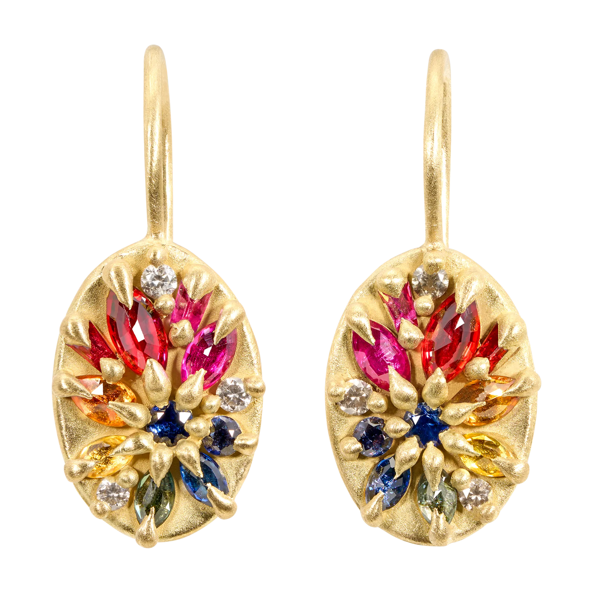 Rainbow Lotus Hook Earrings - 11685