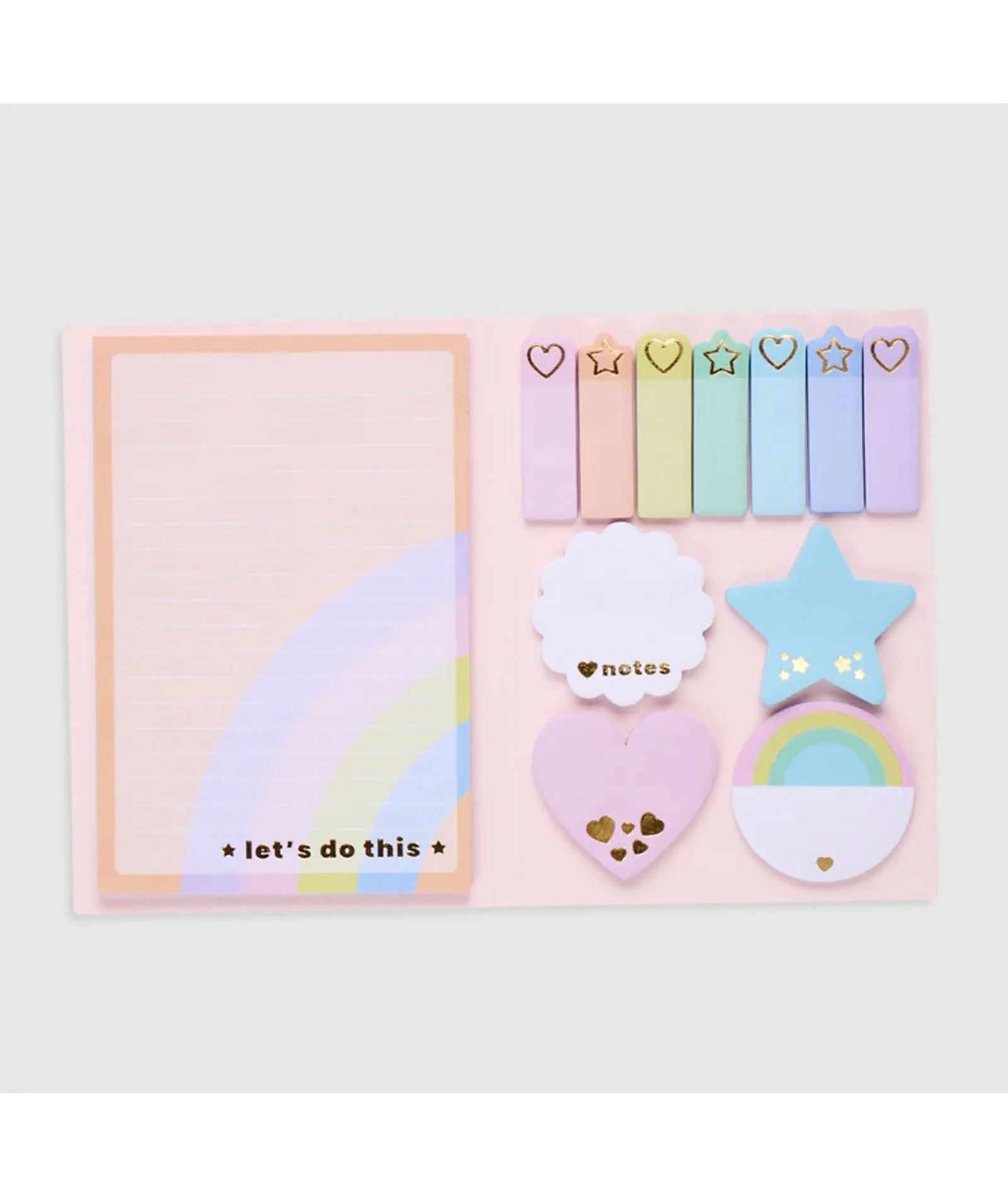 Side Notes Sticky Tab Notes Set Pastel Rainbows