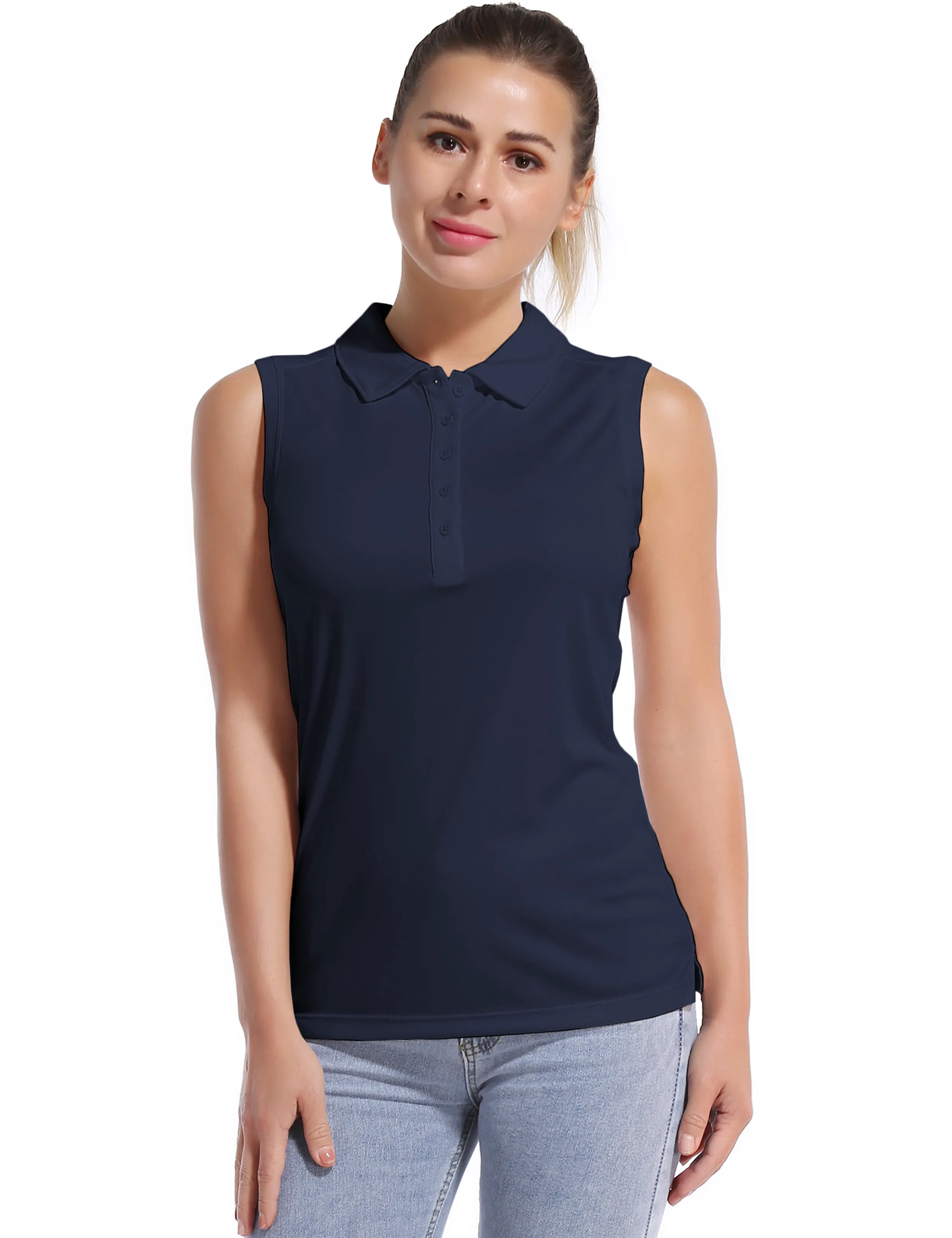 Sleeveless Slim Fit Polo Shirt darknavy