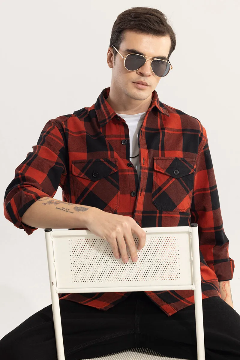 Square Grid Red Checks Shirt