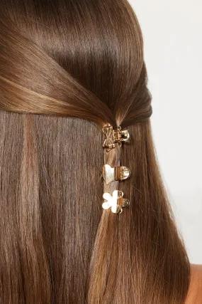 Sweet Loving You Hair Clip Set - Gold