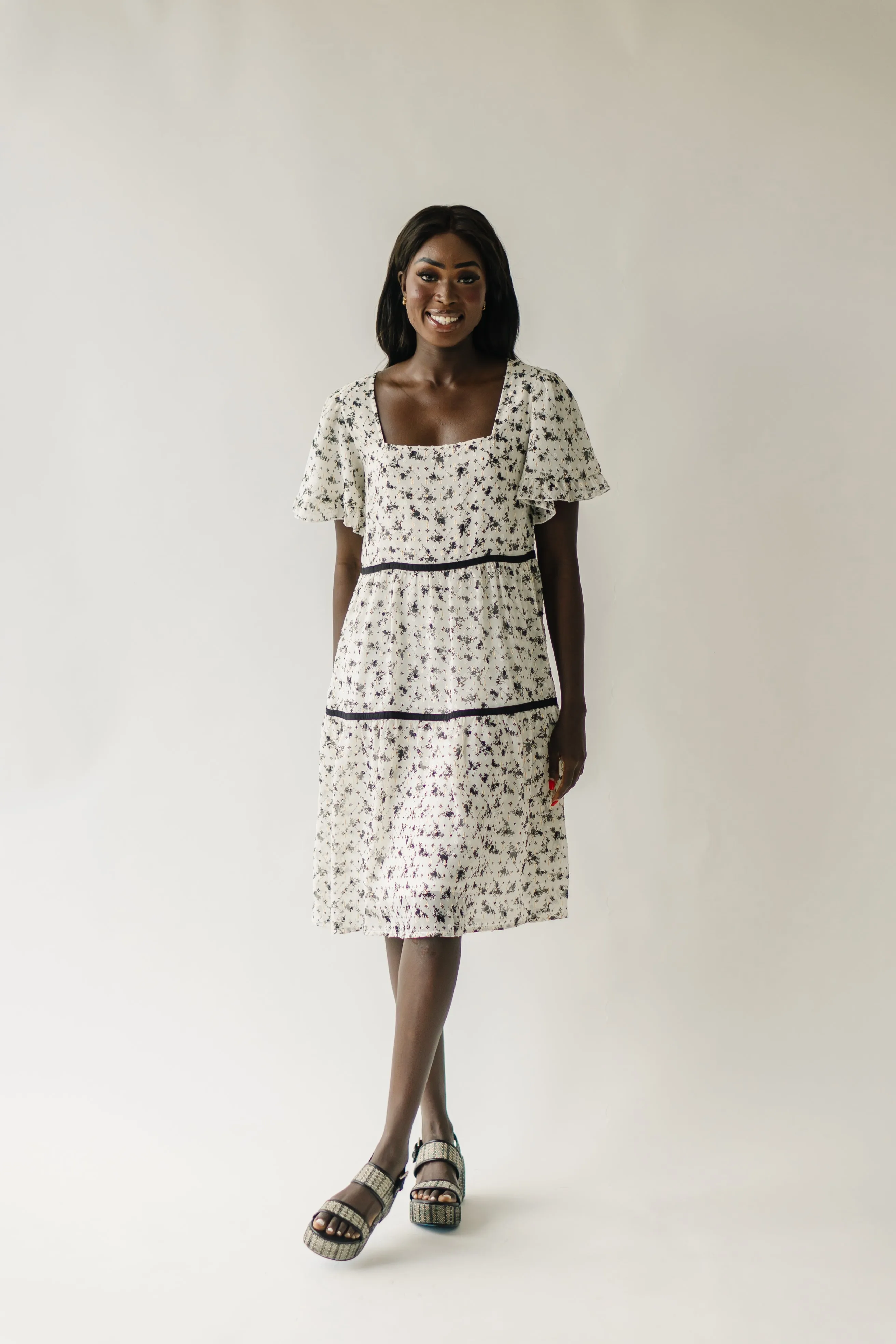 The Canton Floral Midi Dress in Ivory Multi