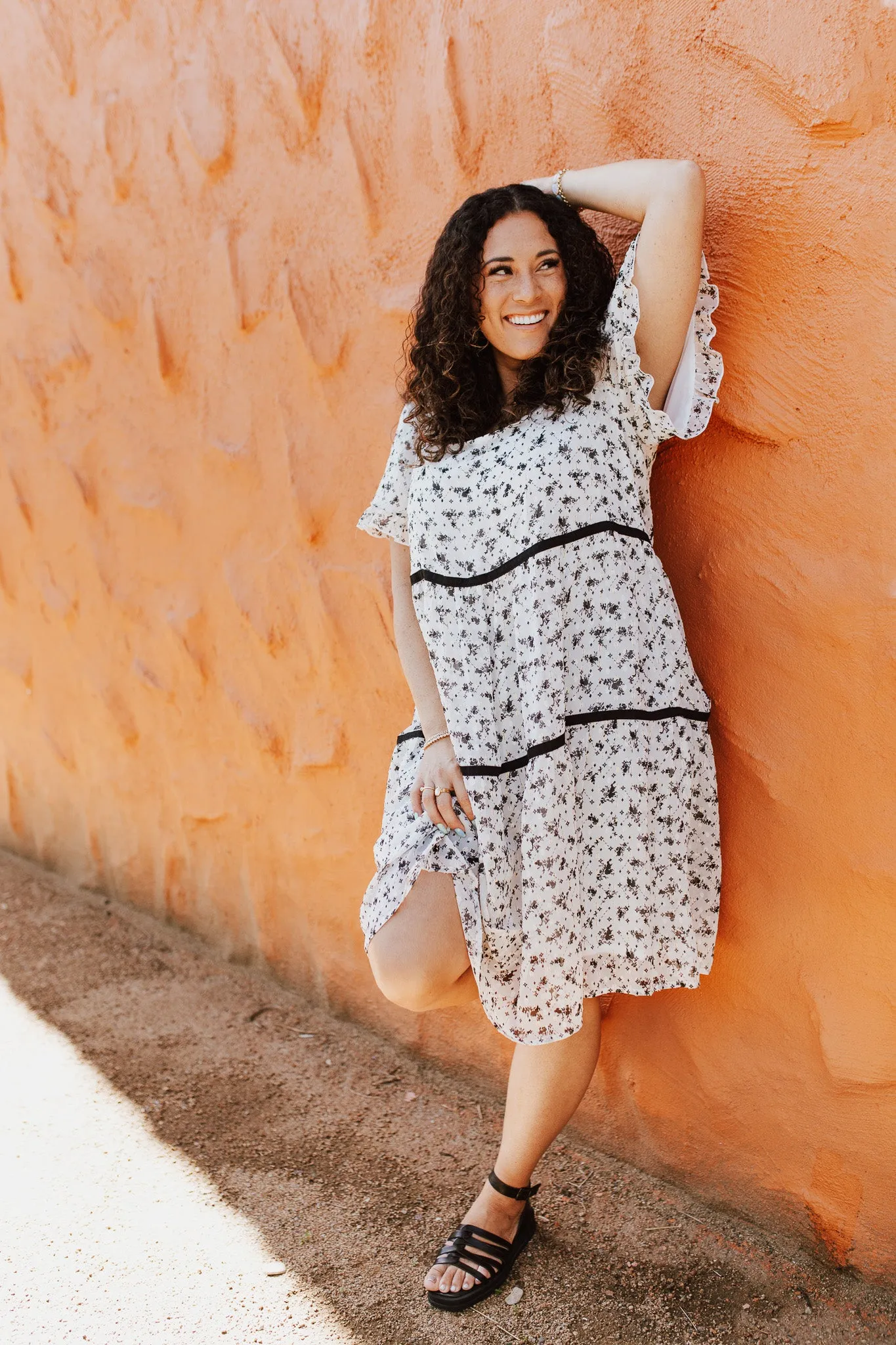 The Canton Floral Midi Dress in Ivory Multi