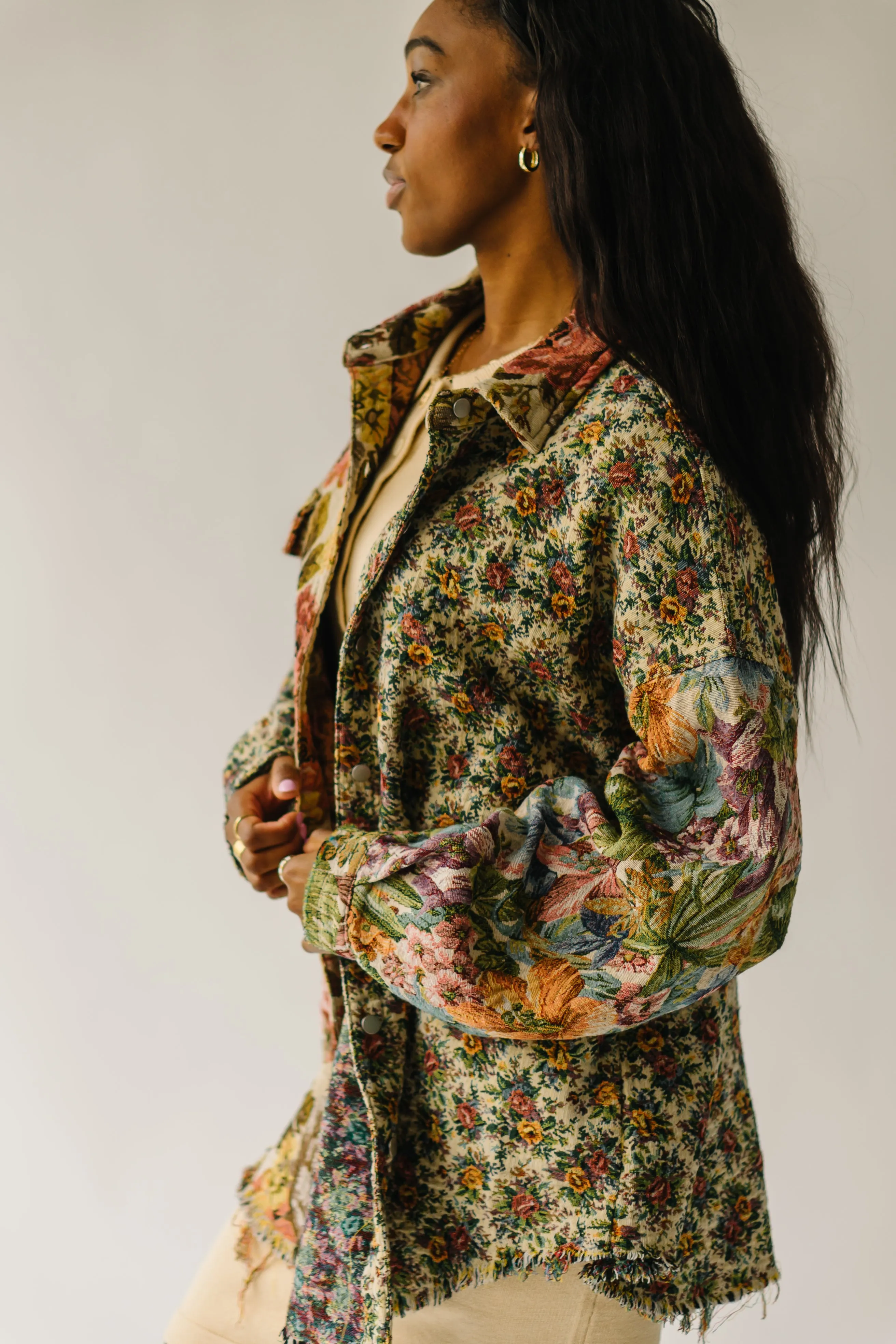 The Cornelia Floral Shacket in Orange Multi