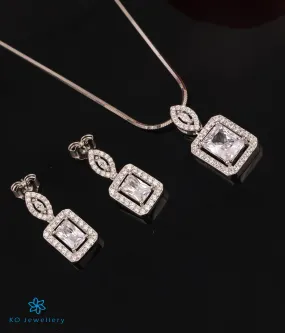 The Princess Solitaire Silver Pendant Set