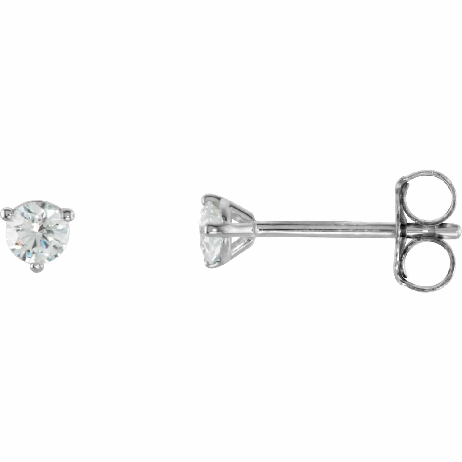 Tiny Gray Salt & Pepper Diamond Prong Set Stud Earrings (Pair)