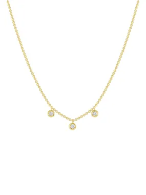 Trio Diamond Bezel Necklace 14K