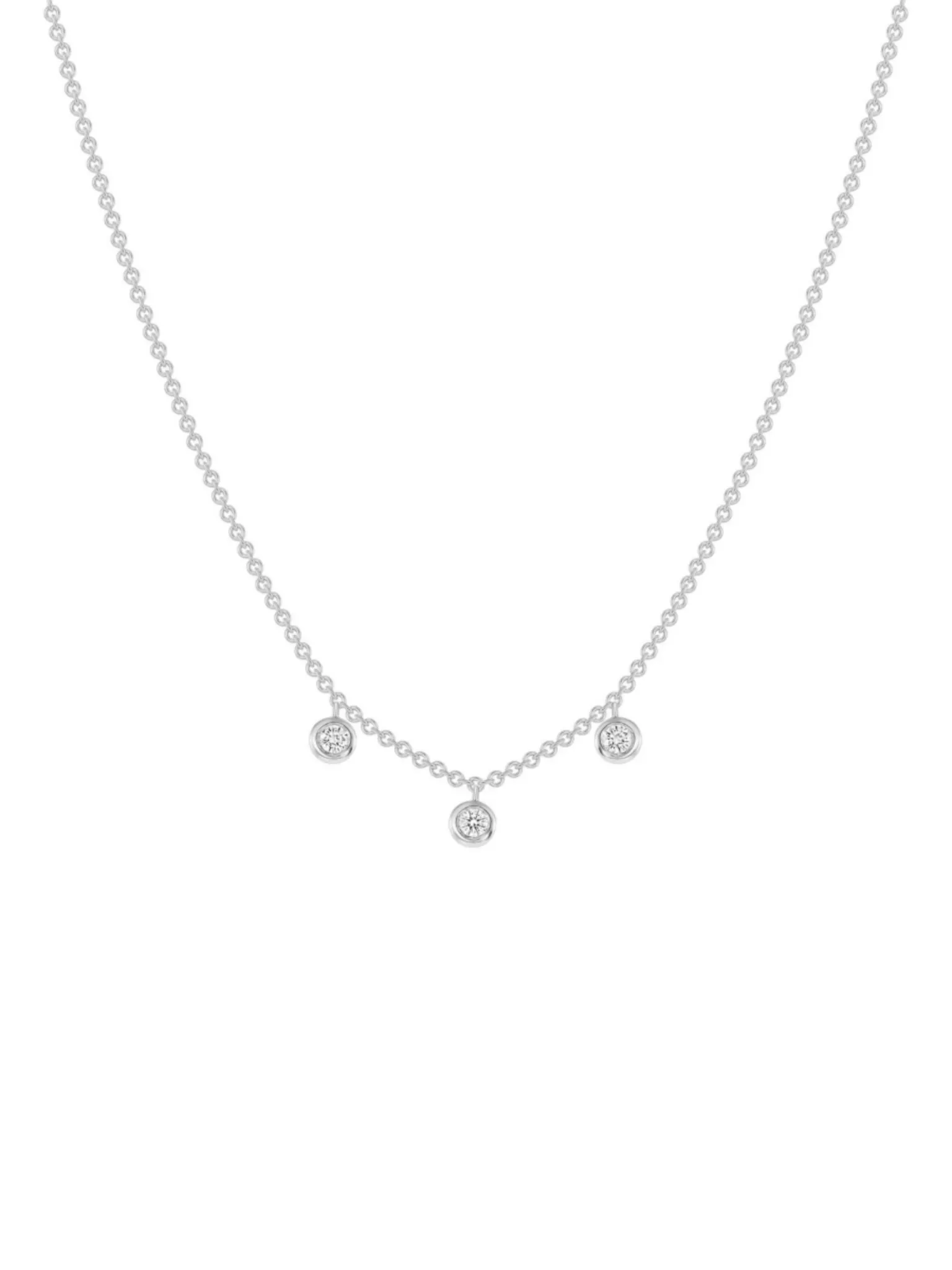 Trio Diamond Bezel Necklace 14K