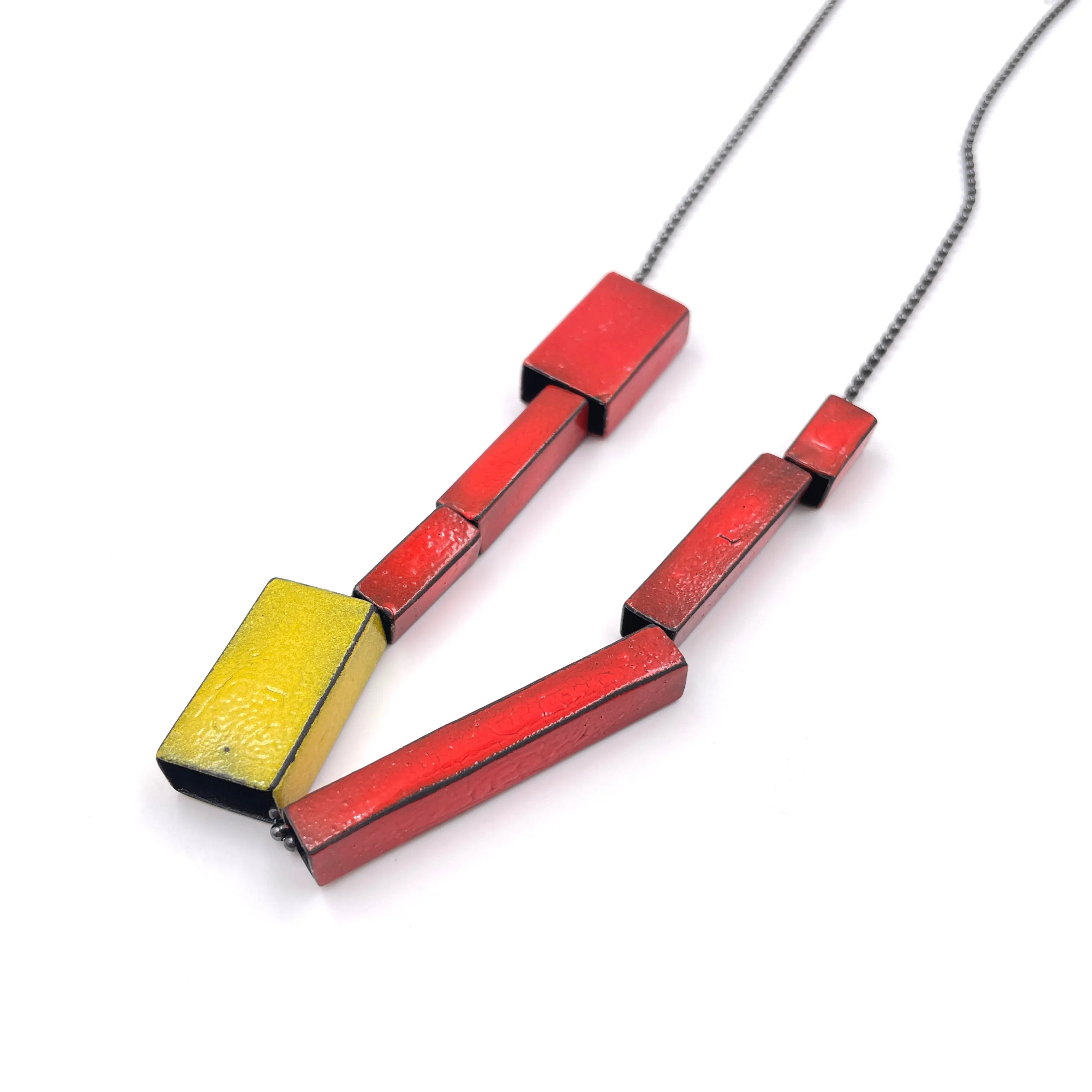 Tube Pendant Necklace, Red & Yellow