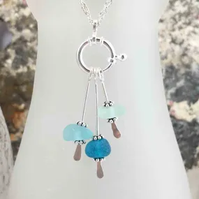 Turquoise, Aqua, and Seafoam Sea Glass Sea Spray Necklace | #1668