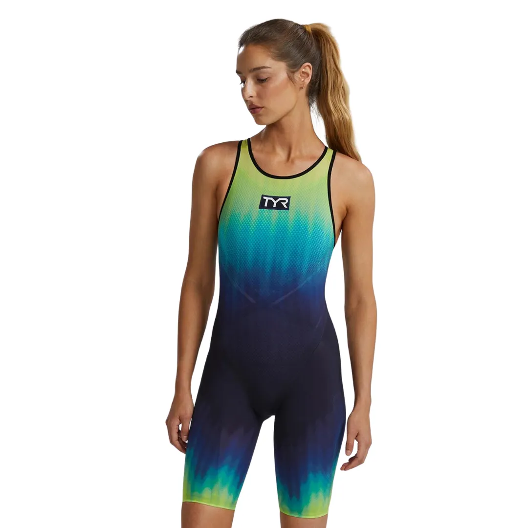 TYR Venzo Influx Women's Openback Swimsuit - Lime Navy