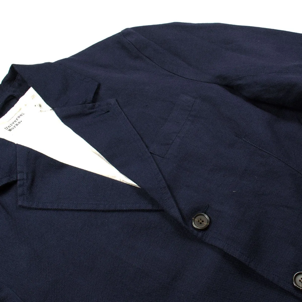 Universal Works - Two Button Jacket Cotton Linen Panama - Navy