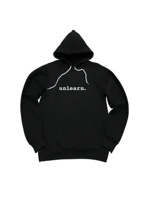 unlearn. Logo - Relaxed Fit Black Fleece Pullover Hoodie