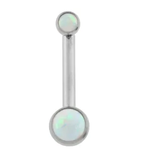 White Opalite Vertical Clitoral Hood Internally Threaded Titanium Barbell